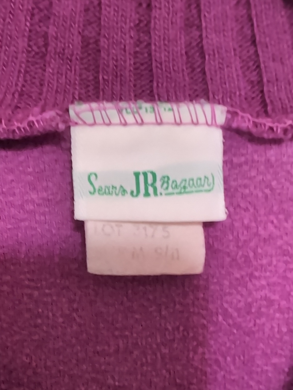 Vintage Sears Purple Terry Vneck Varsity Sweater Embroidered Size Medium - Picture 2 of 7